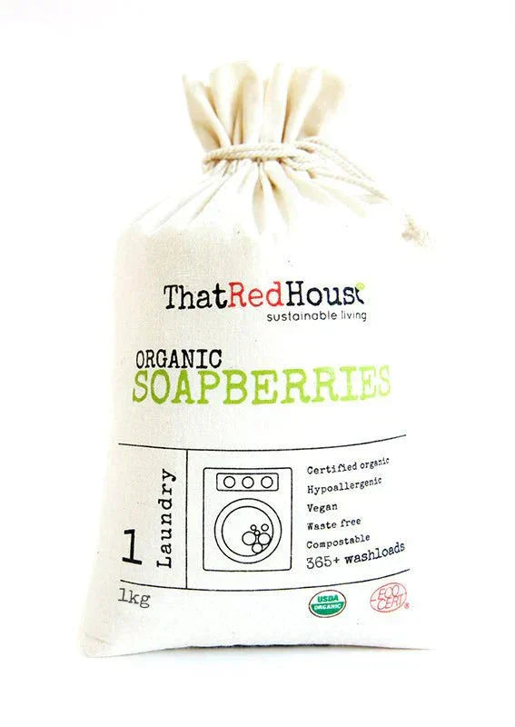 Red House Organic Soapberries bag for sustainable laundry cleaning.