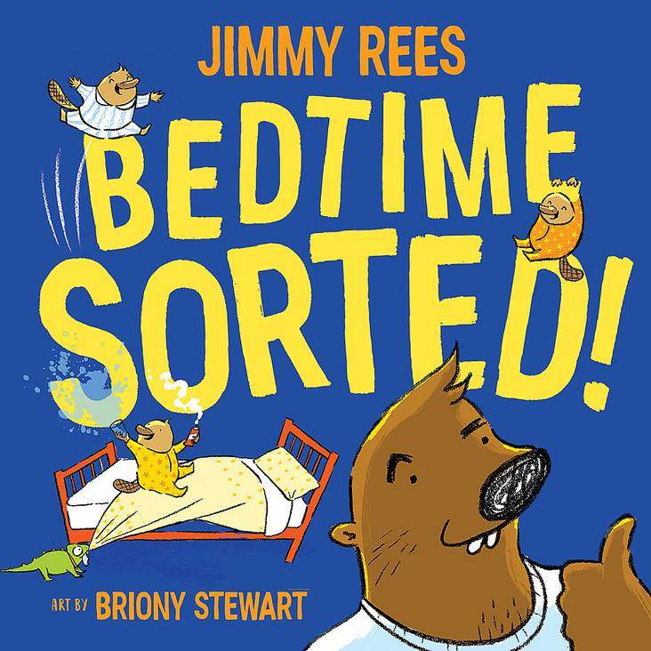 Children's book "Bedtime Sorted!" by Jimmy Rees, illustrated cover with playful characters.