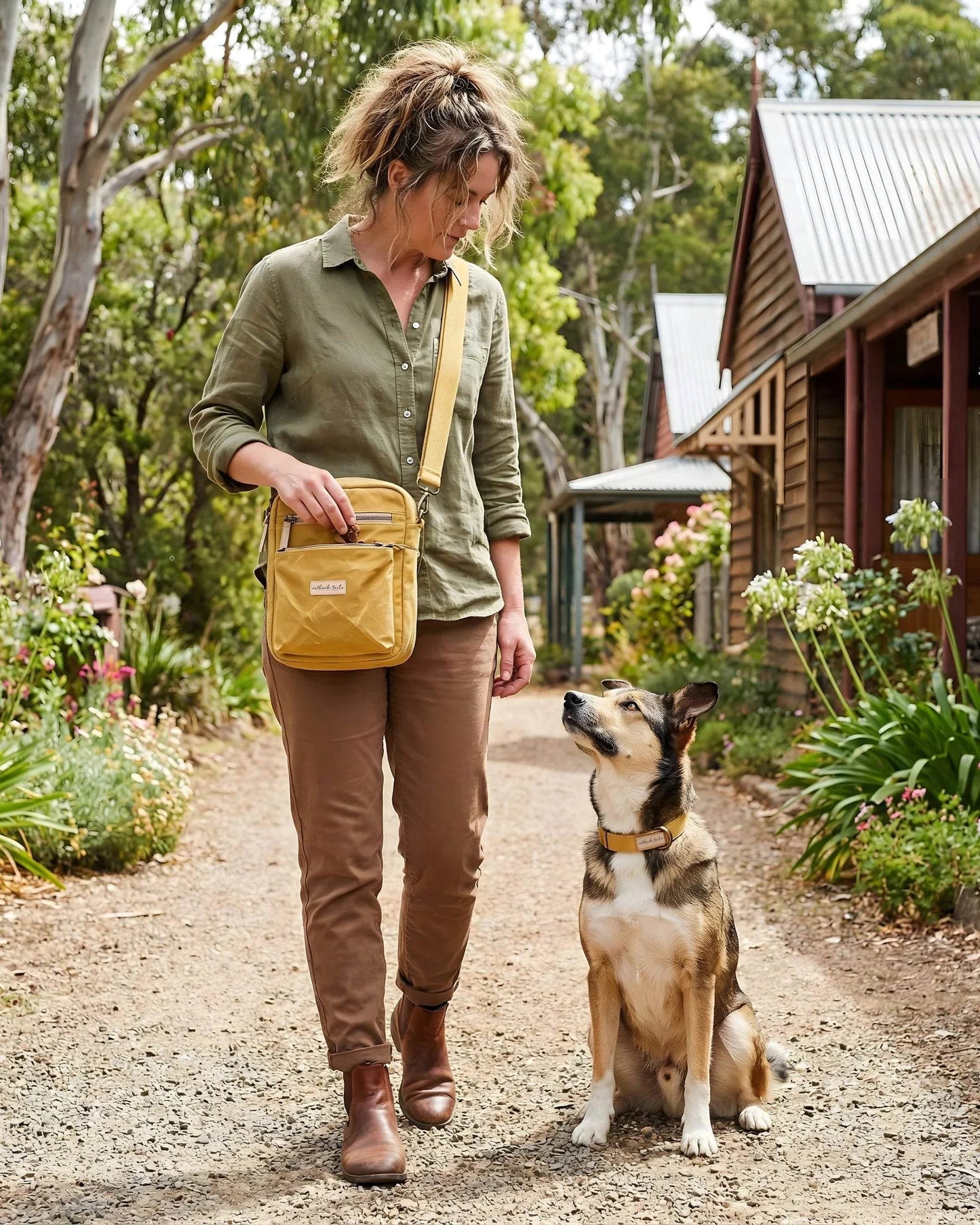 Outback Tails - Waxed Canvas Satchel (yellow)