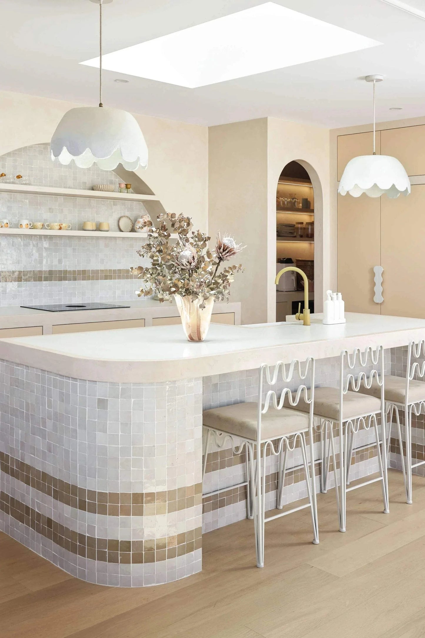 Her Hands Pulp Pendant Lights - Scallop design, large, handmade by women artisans.