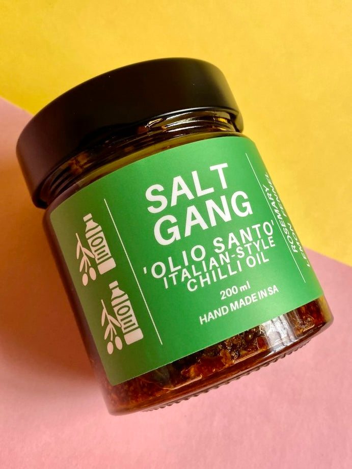 Salt Gang 'Olio Santo' Italian Drizzle Chilli Oil in 250g glass jar.
