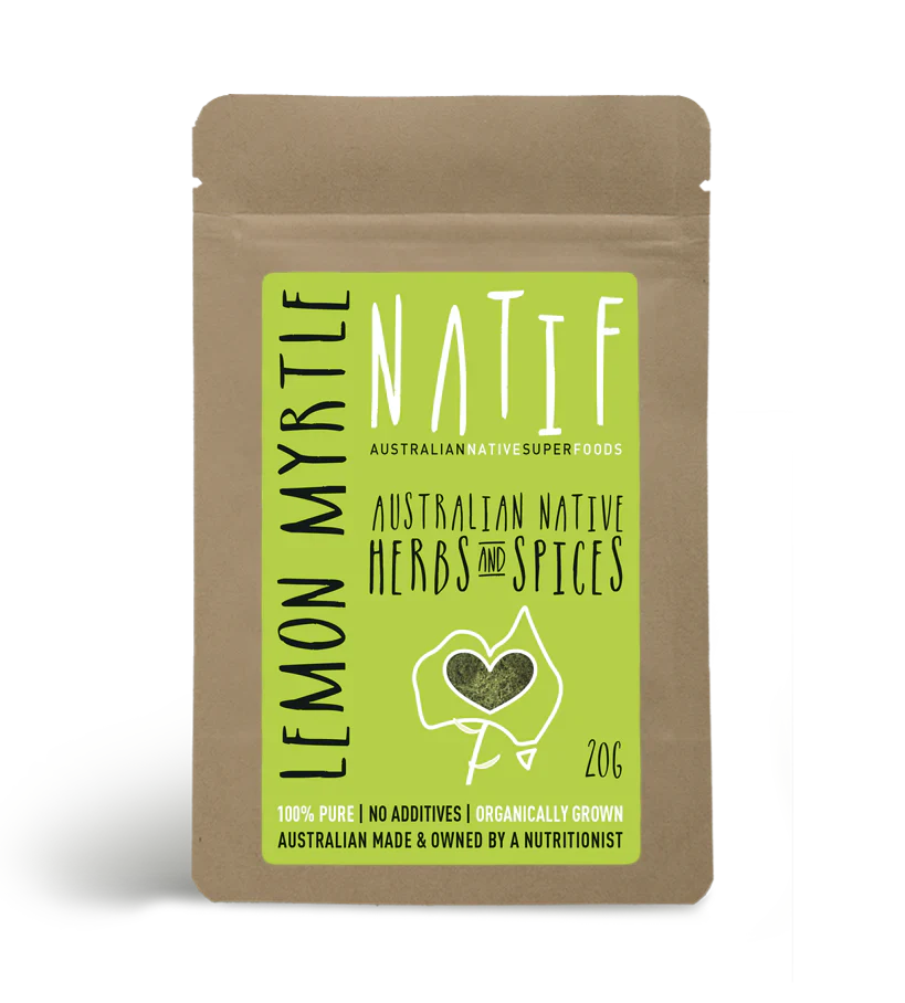 Natif - Lemon Myrtle 20g package, Australian native herbs and spices.