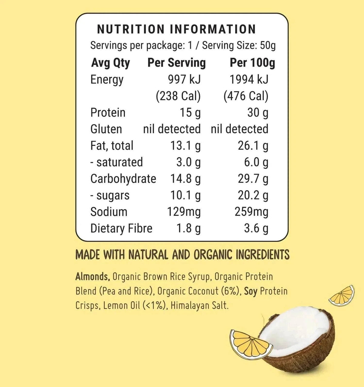 Fodbods - Lemon Coconut Protein Bar