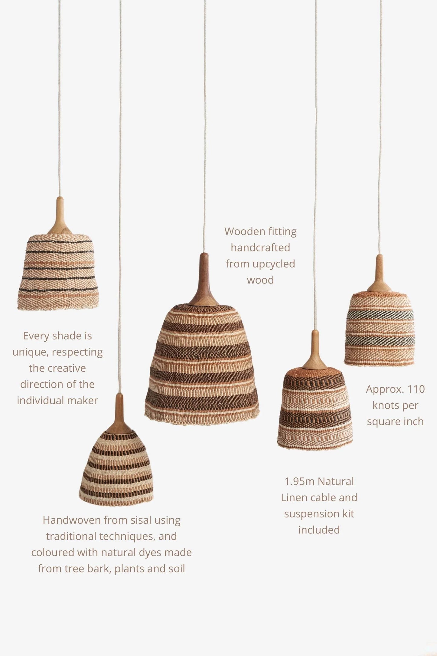 Her Hands - Bespoke Woven Pendant Lights (Nomadic Collection)
