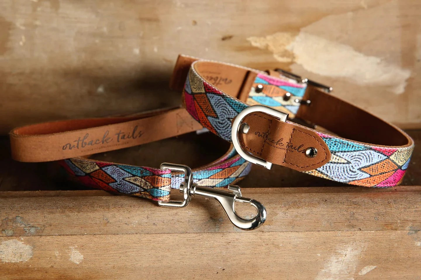 Outback Tails - Leather Dog Collar - Sand Dunes