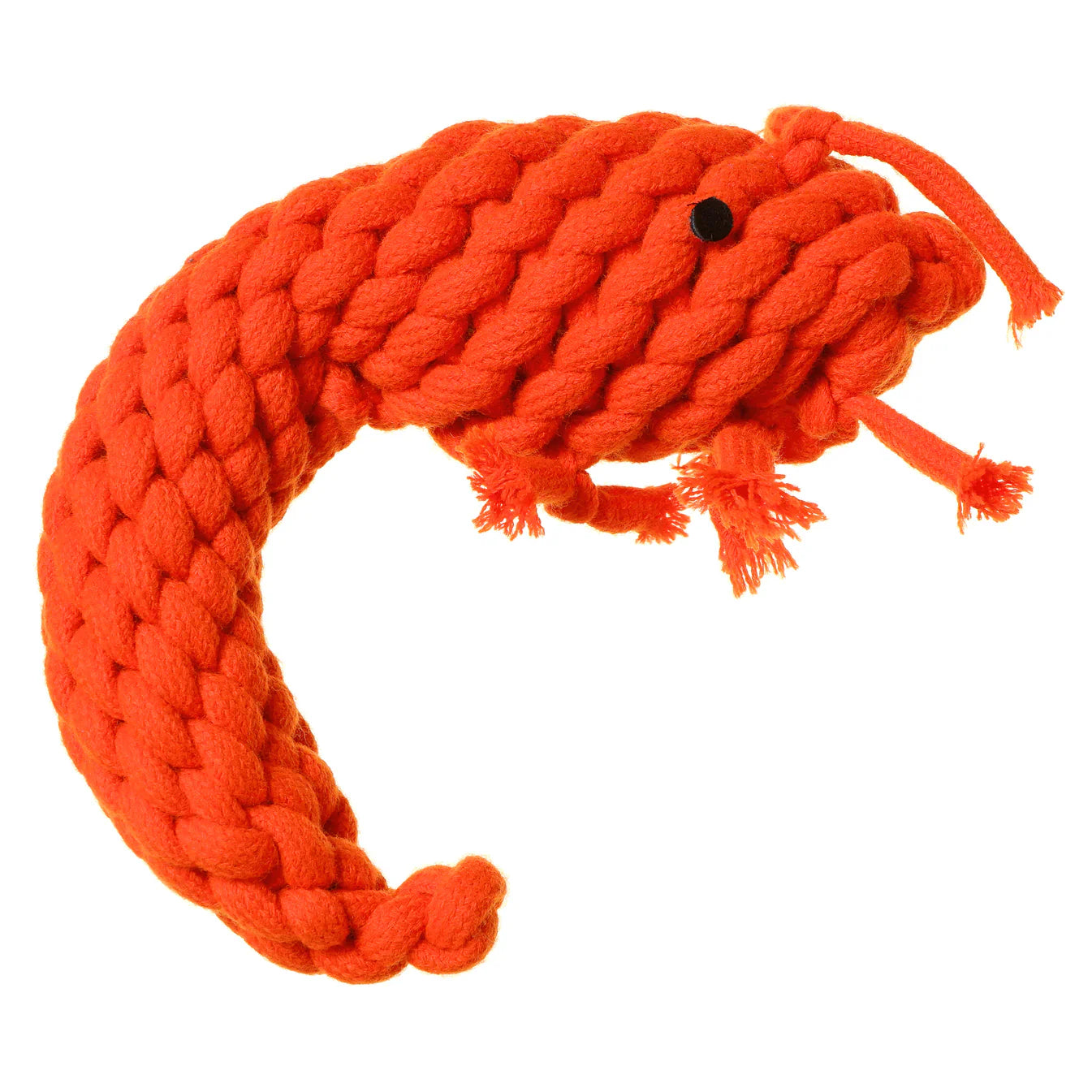 Outback Tails Pam the Prawn animal toy in braided wool with eco-friendly recycled bottle stuffing.