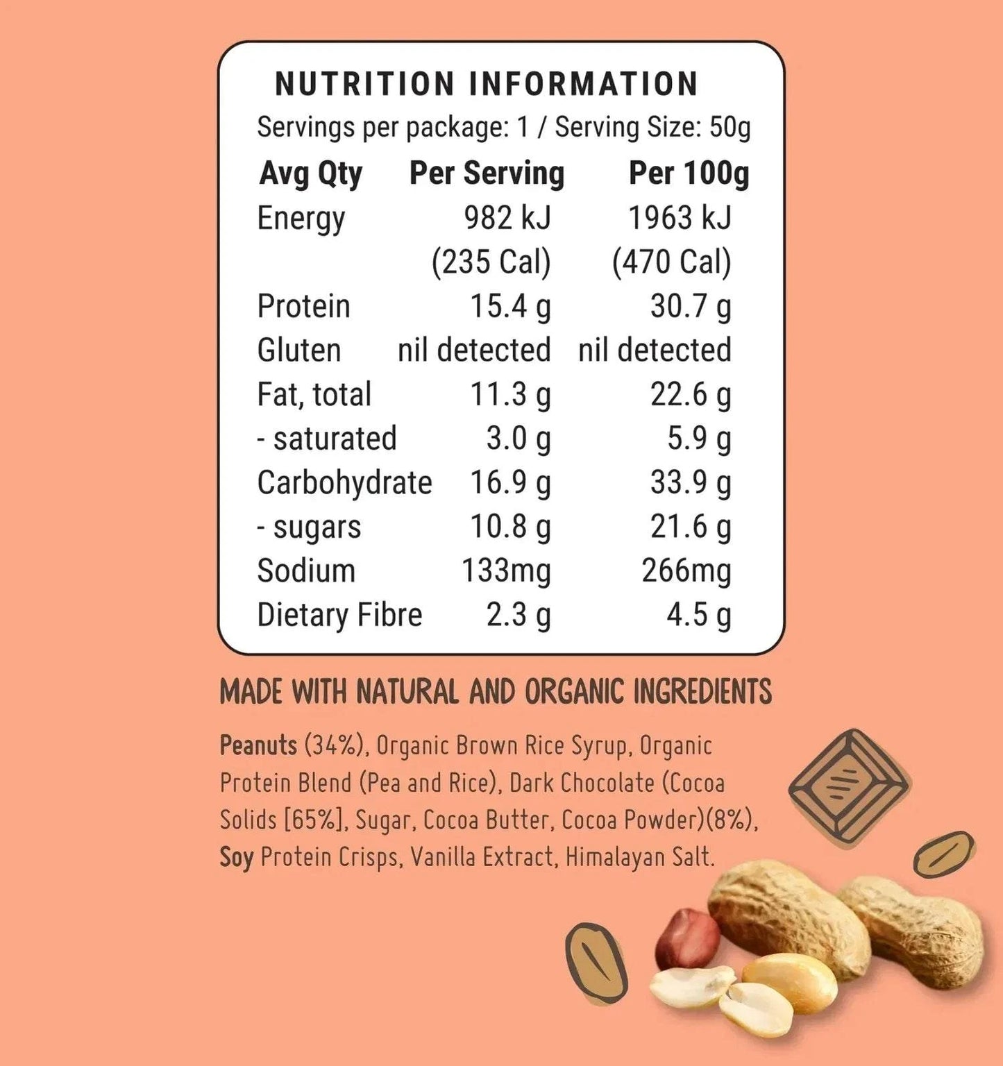 Fodbods - Peanut Choc Chunk Protein Bar