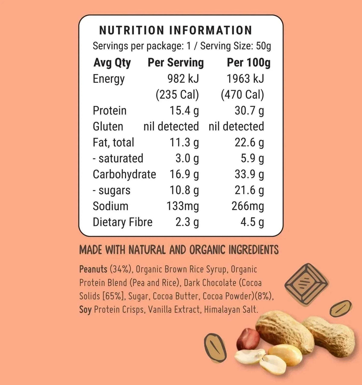 Fodbods - Peanut Choc Chunk Protein Bar