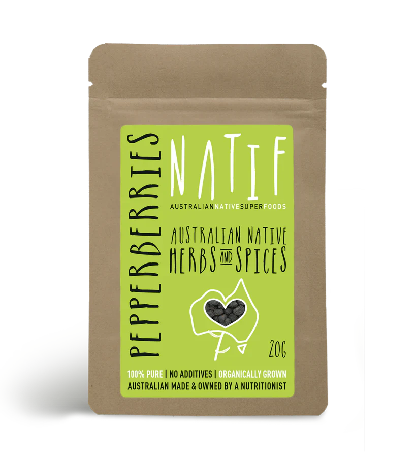 Natif Pepperberries 20g package of whole native Australian spices.