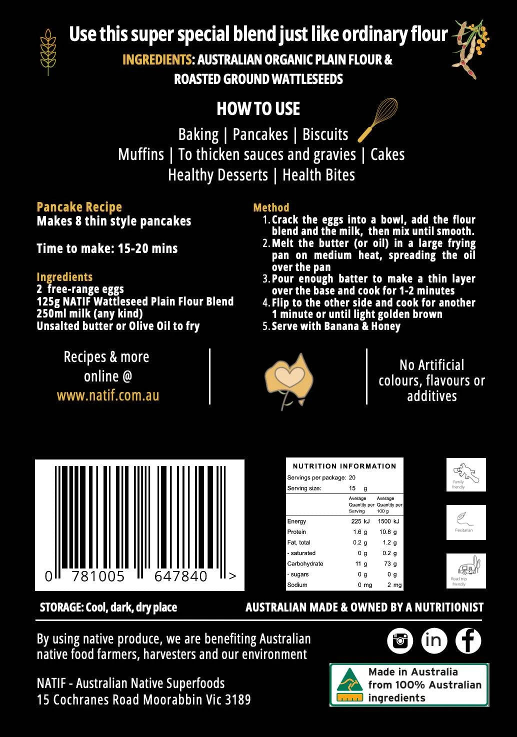 Natif - Wattleseed Flour Blend 300g