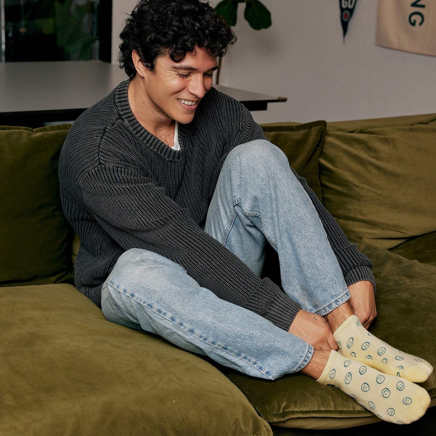 Conscious Step - Pair: Socks that support mental health (ankle) (smiley faces)