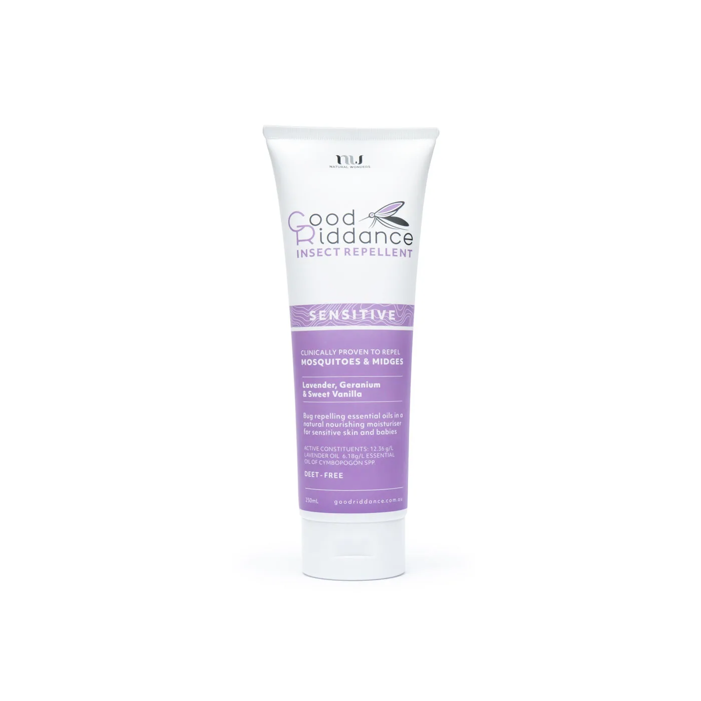 Good Riddance - Insect Repellent Sensitive cream tube with natural ingredients, suitable for sensitive skin.
