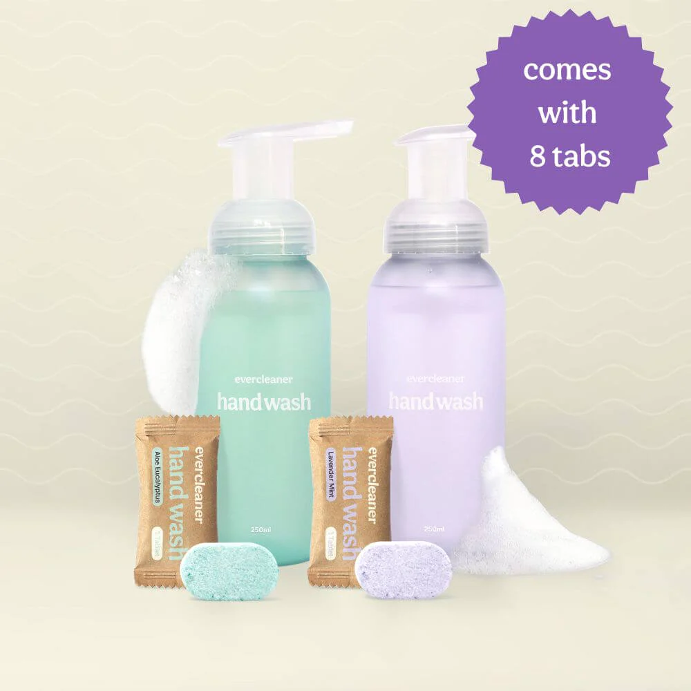 Eco-friendly evercleaner Hand Wash Bundles with reusable bottles and hand wash tabs.