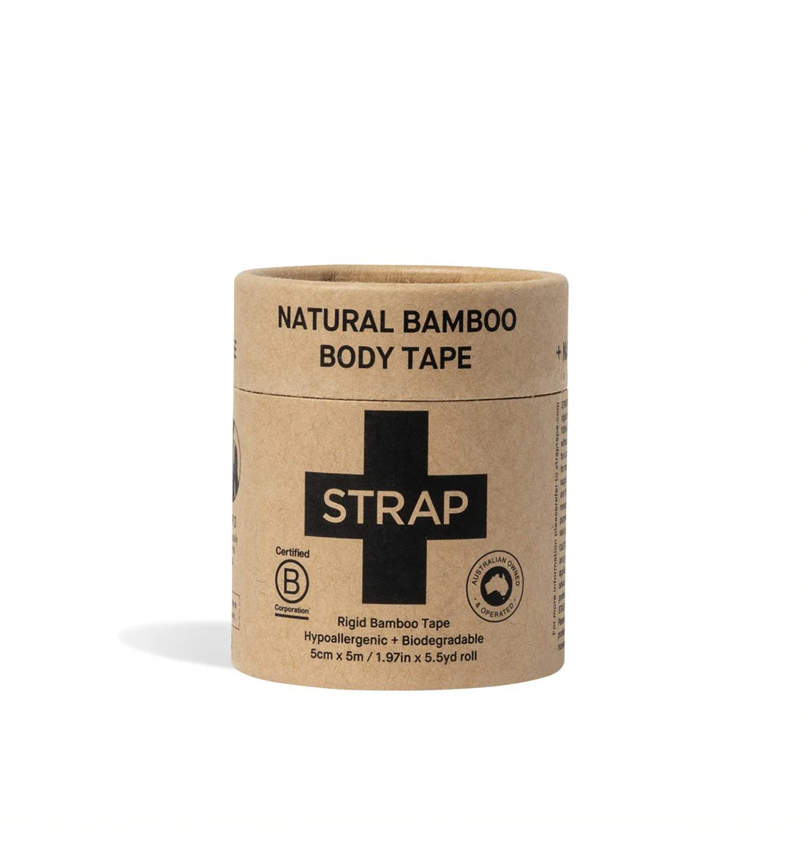Natural bamboo body tape - 5m biodegradable roll, eco-friendly packaging.