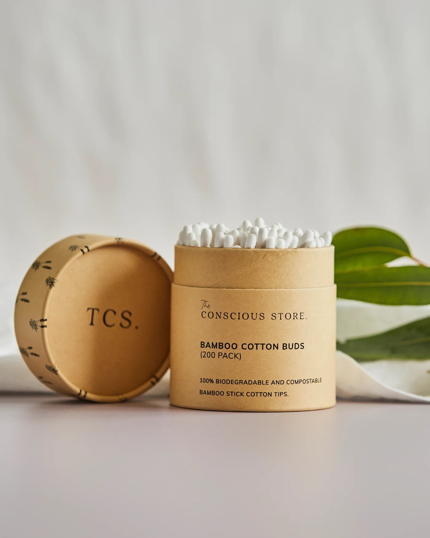 Conscious Store bamboo cotton earbuds pack of 200, biodegradable and compostable.