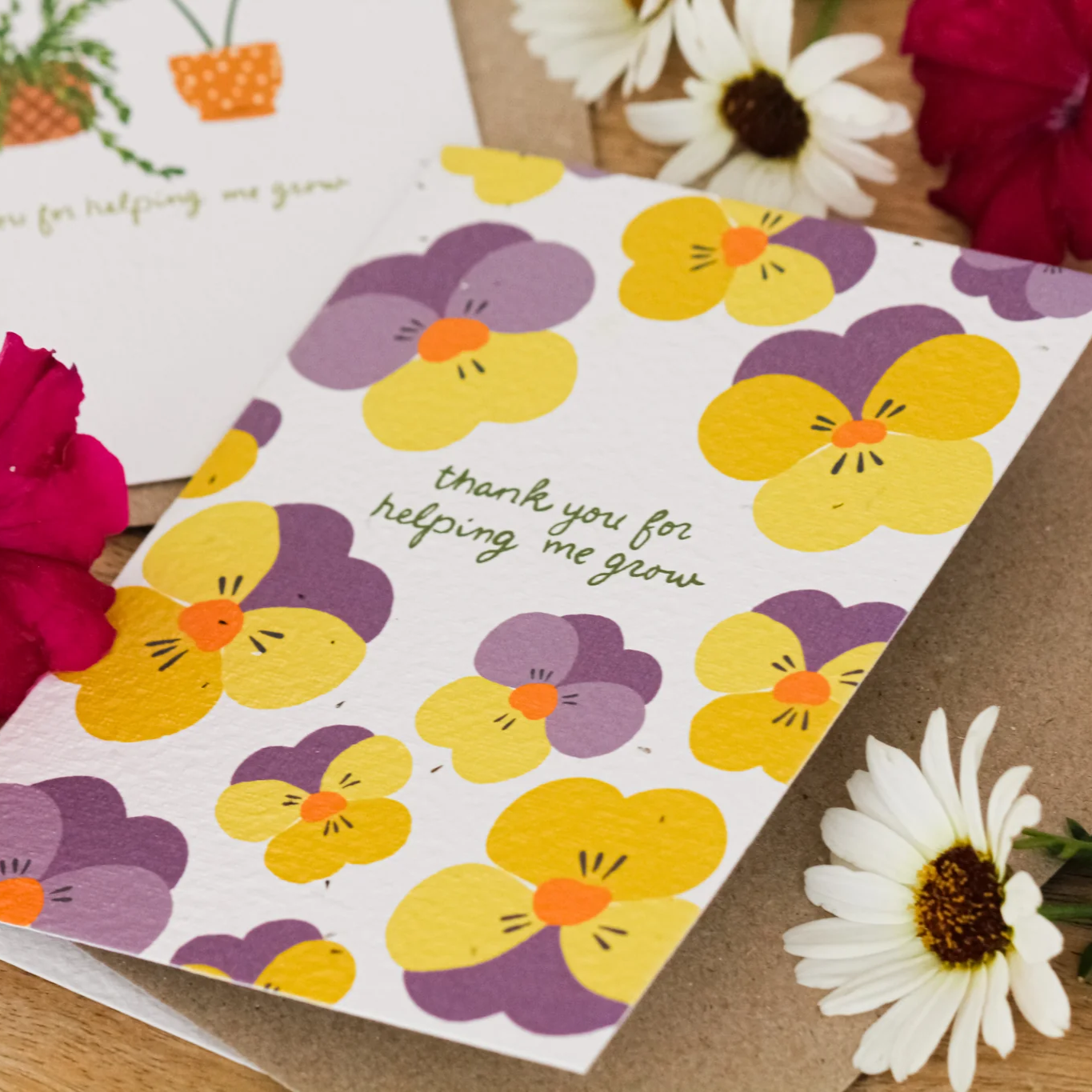 Hello Petal - Thank you for helping me Grow (Pansies) Plantable Card