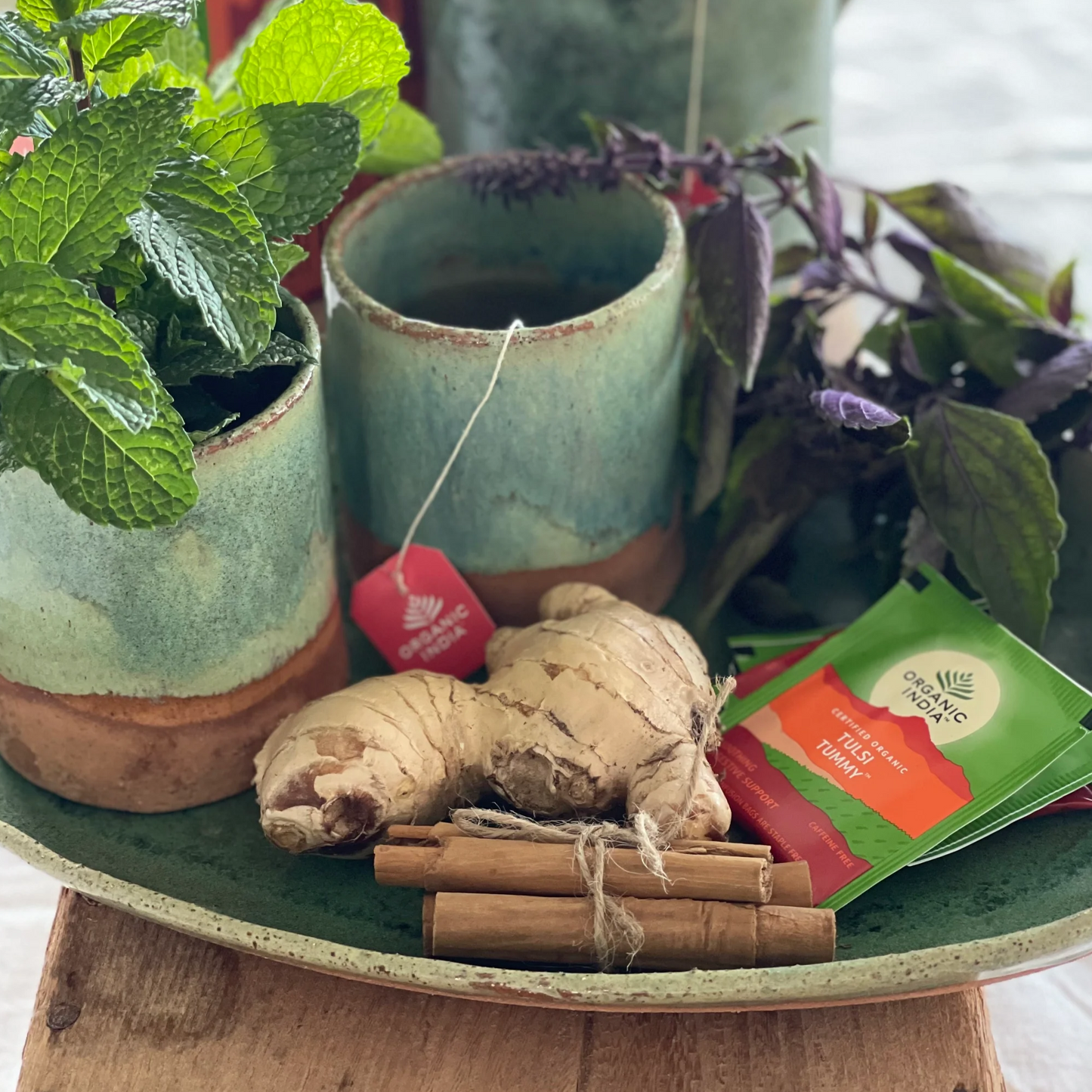 Organic India - Tulsi TummyTulsi's potent restorative powers are blended with Ginger, Cinnamon and other calming digestive herbs to provide effective digestive support. Delicious, soothing andOrganic India