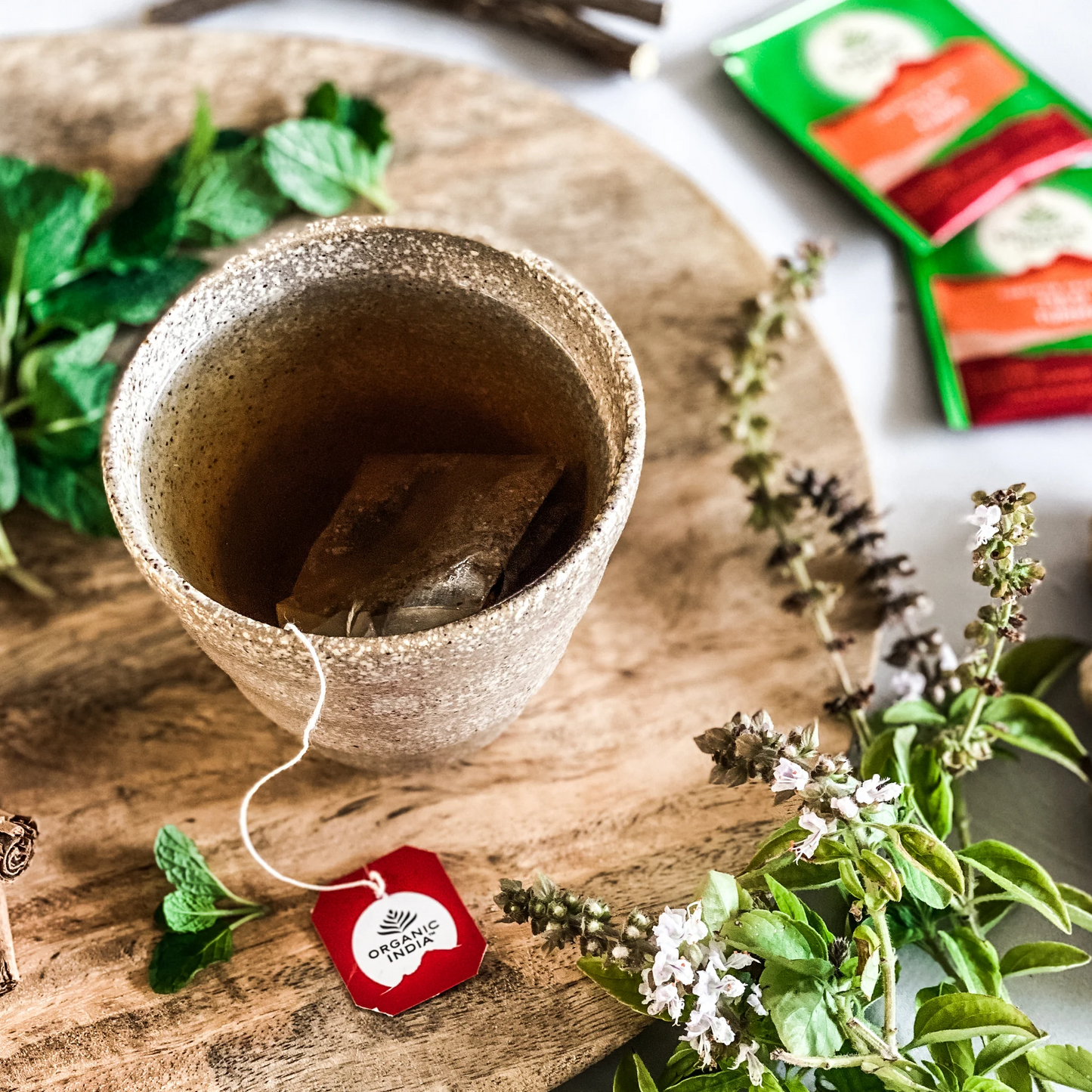 Organic India - Tulsi TummyTulsi's potent restorative powers are blended with Ginger, Cinnamon and other calming digestive herbs to provide effective digestive support. Delicious, soothing andOrganic India