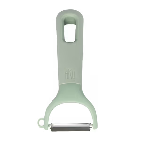 eKu Upcycle Swivel Y Peeler made from recycled materials, BPA-free, dishwasher-safe, eco-friendly.
