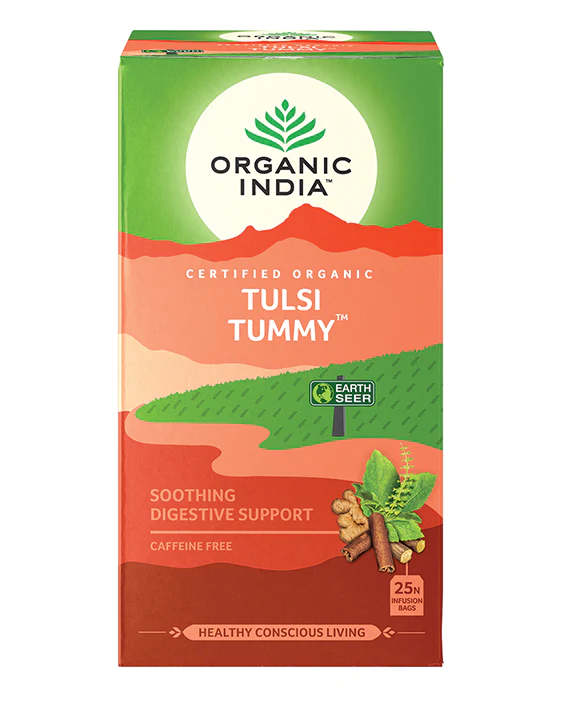 Organic India - Tulsi TummyTulsi's potent restorative powers are blended with Ginger, Cinnamon and other calming digestive herbs to provide effective digestive support. Delicious, soothing andOrganic India