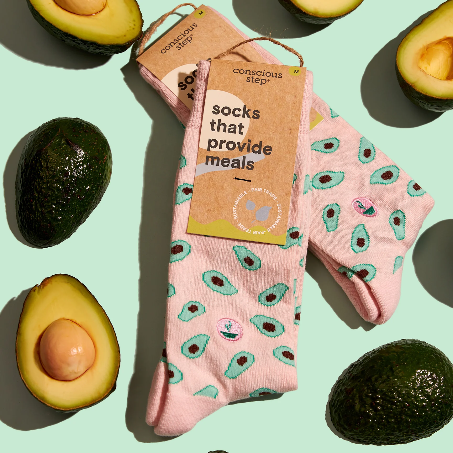 Conscious Step - Pair: Socks that provide meals (avocado)