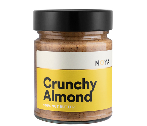 Noya Crunchy Almond Nut Butter 250g jar with label.