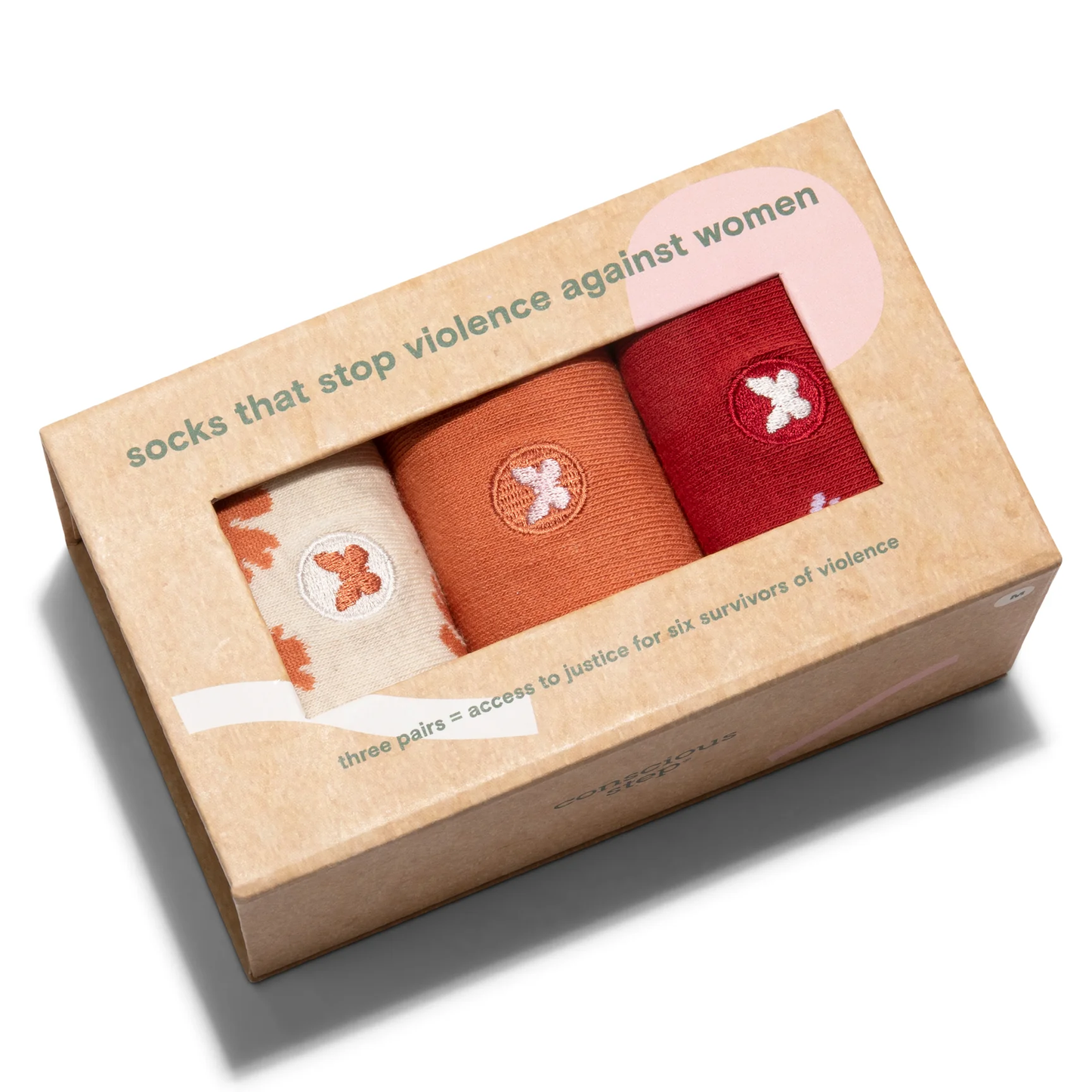 Conscious Step - Gift Box: Socks to Stop Violence against Women with Butterfly Embroidery