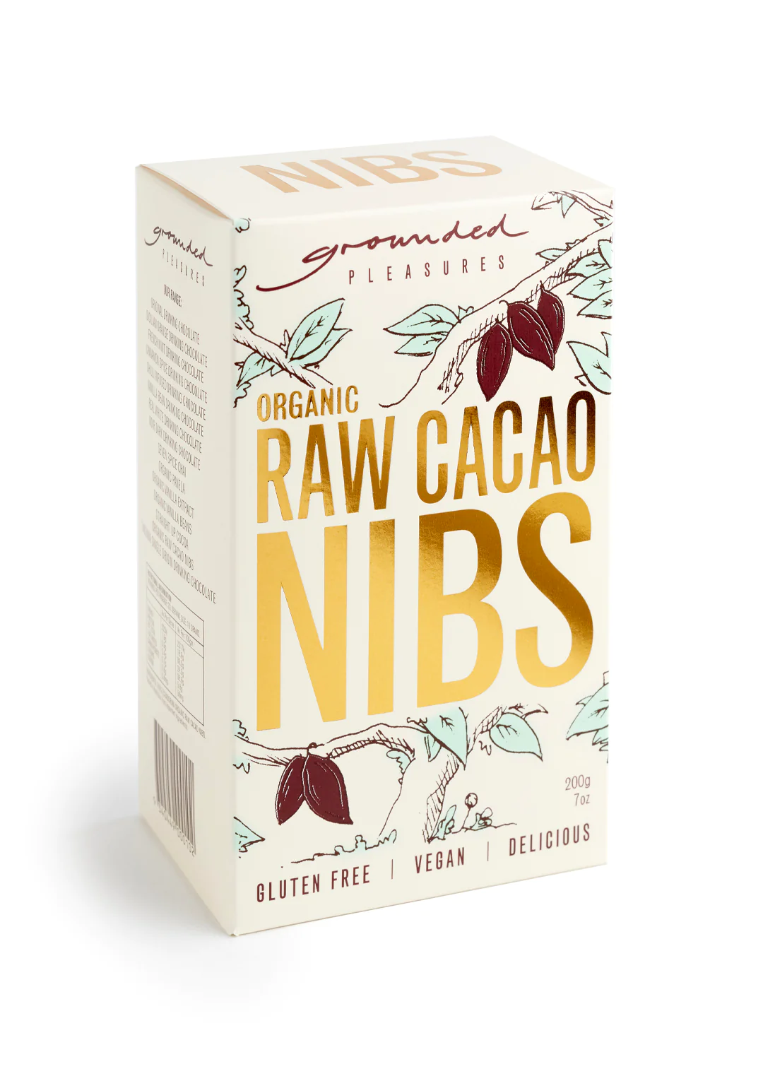 Grounded Pleasures - Organic Raw Cacao NibsSourced from Ecuador where growers produce some of the world's finest cocoa, Grounded Pleasures bring you some rare heirloom 'Nacional Cacao', which have lovely fruiGrounded Pleasures