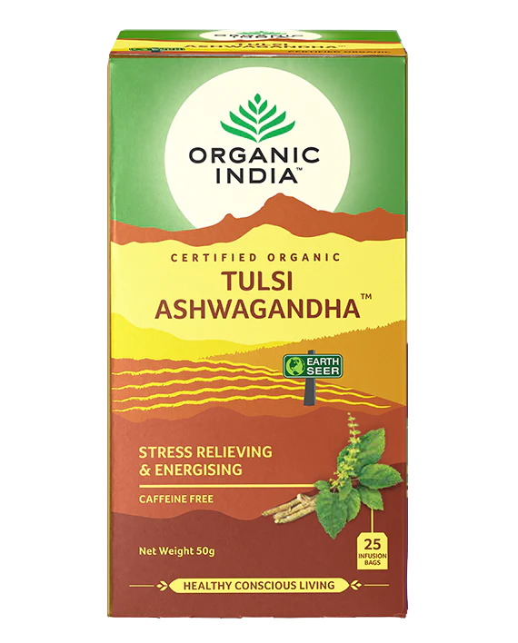 Organic India - Tulsi AshwagandhaAyurveda’s Hero & Heroine, two double acting adaptogenic herbs help bring us into daily balance, fall asleep & rest deeply & then giving us a little mornOrganic India
