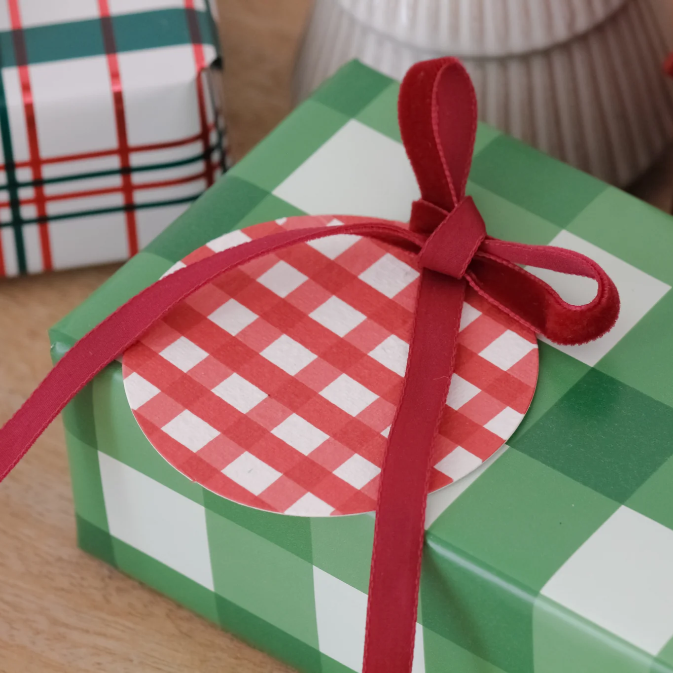 Hello Petal - Gingham Plantable Gift Tag and Velvet Ribbon