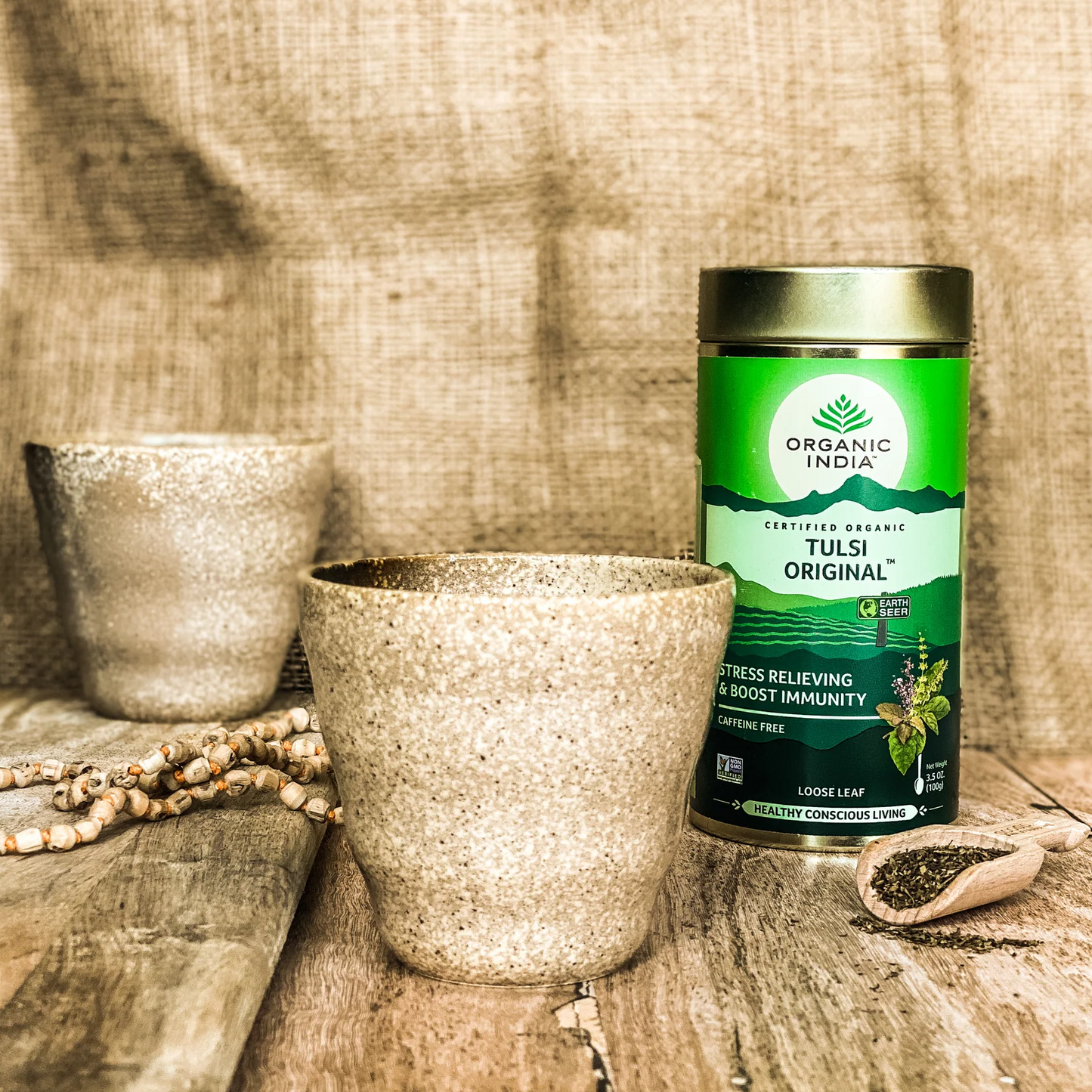 Organic India - Tulsi OriginalThree sacred varieties of Tulsi with restorative powers are blended to create this deliciously calming, yet energising infusion of Tulsi Original tea. With hints of Organic India