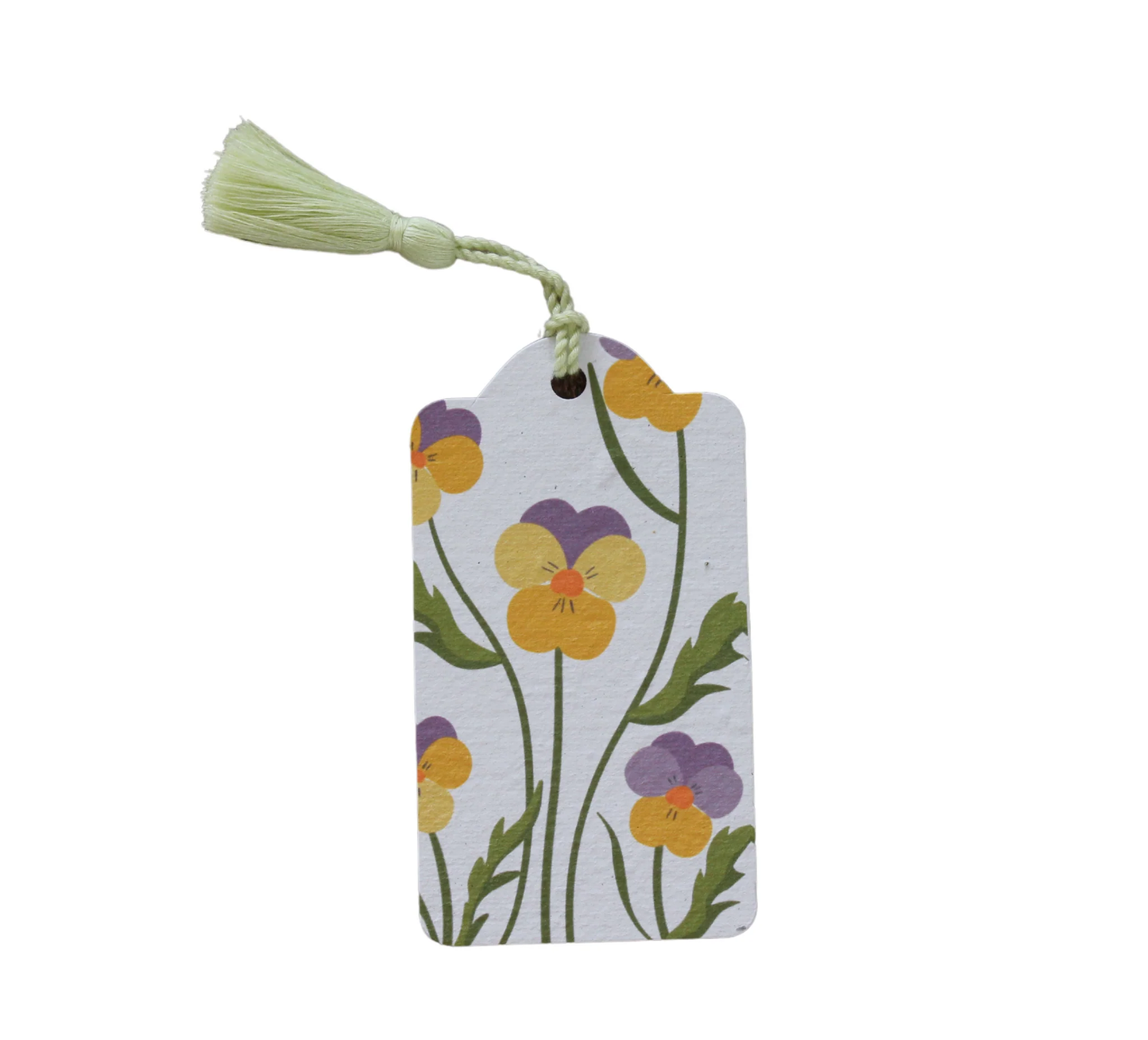 Plantable pansy gift tag with Swan River daisy seeds on recycled paper, featuring eco-friendly design.
