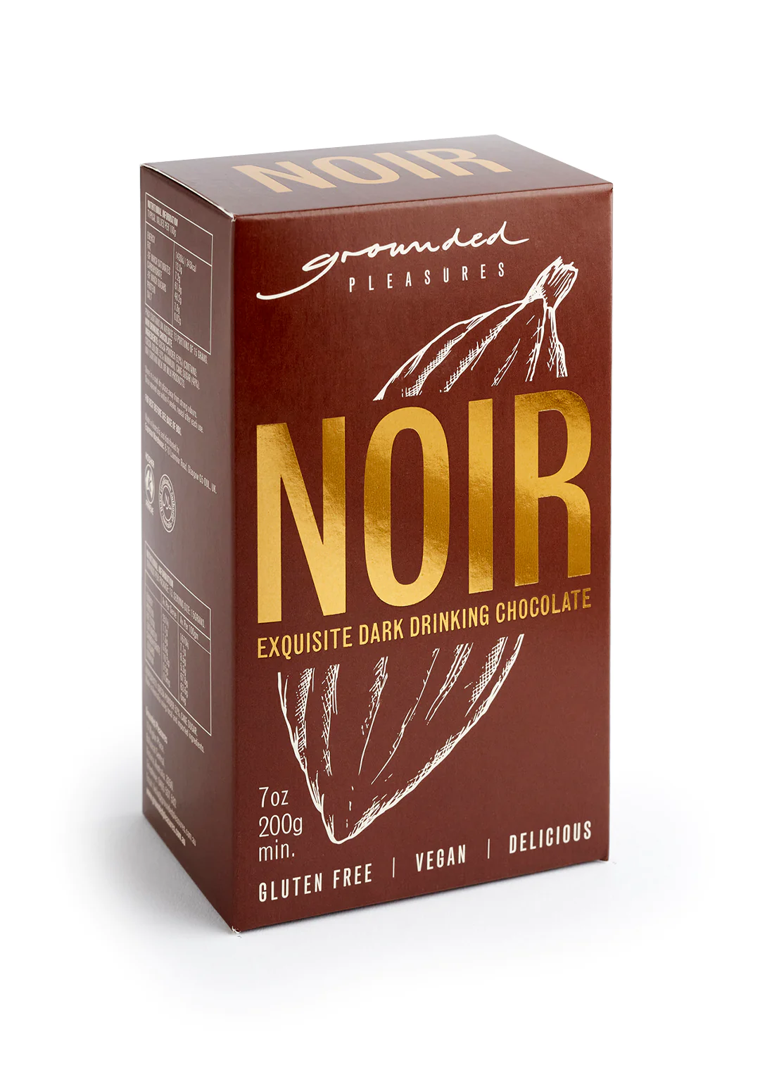 Grounded Pleasures - Noir Drinking ChocolateFor people who desire an intense cocoa experience. It is smooth, complex and nuanced, without bitterness. Sourced from great cocoa growing terroirs, it has incrediblGrounded Pleasures