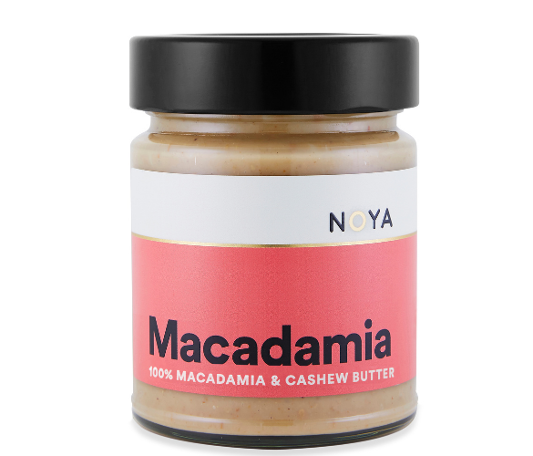 Noya Macadamia Nut Butter, 250g jar, premium quality, gluten-free, paleo-friendly, vegan spread.