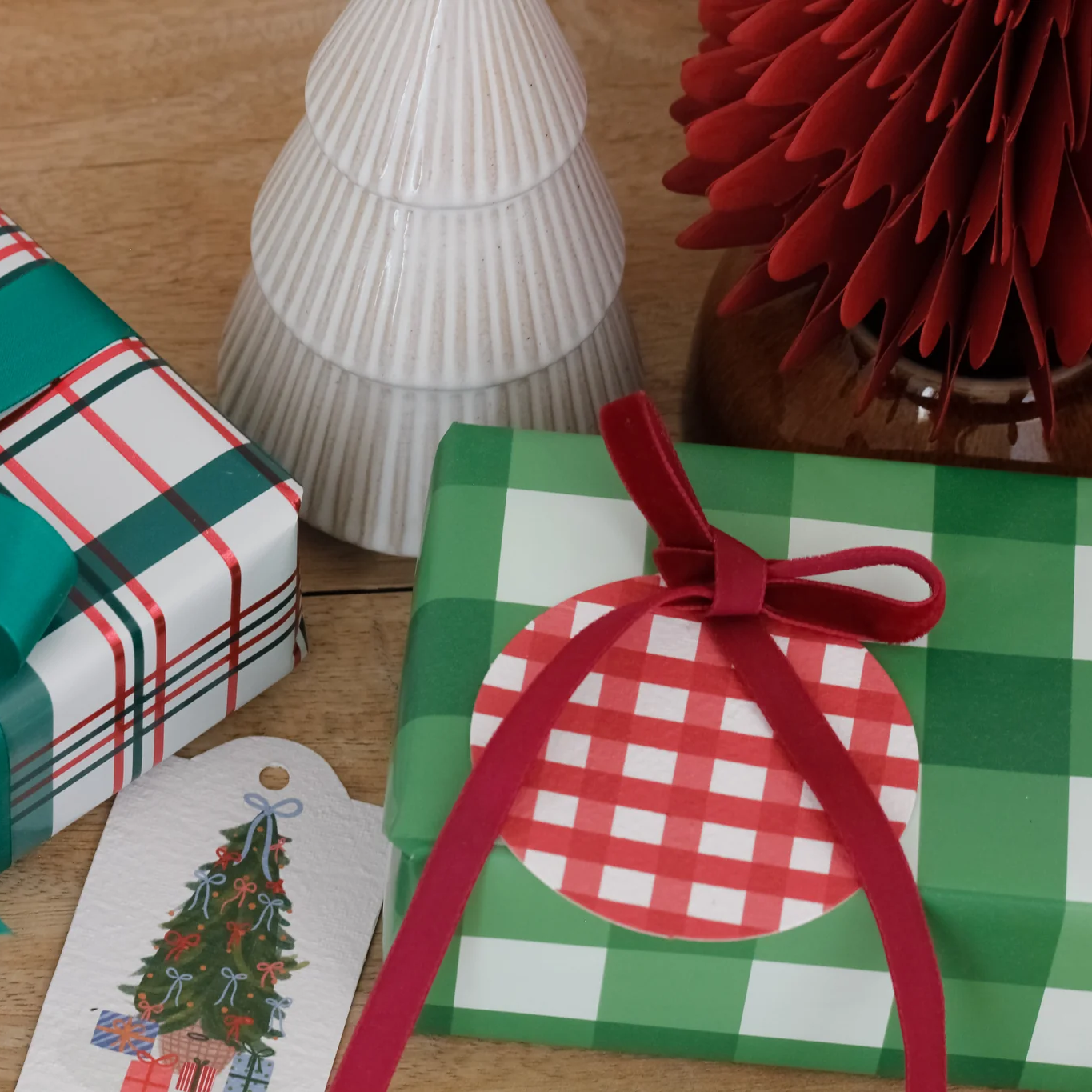 Hello Petal - Gingham Plantable Gift Tag and Velvet Ribbon