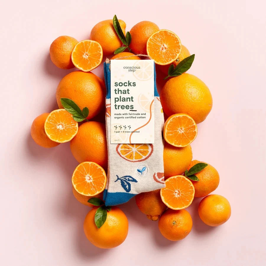 Conscious Step - Pair: Socks that plant trees (oranges)