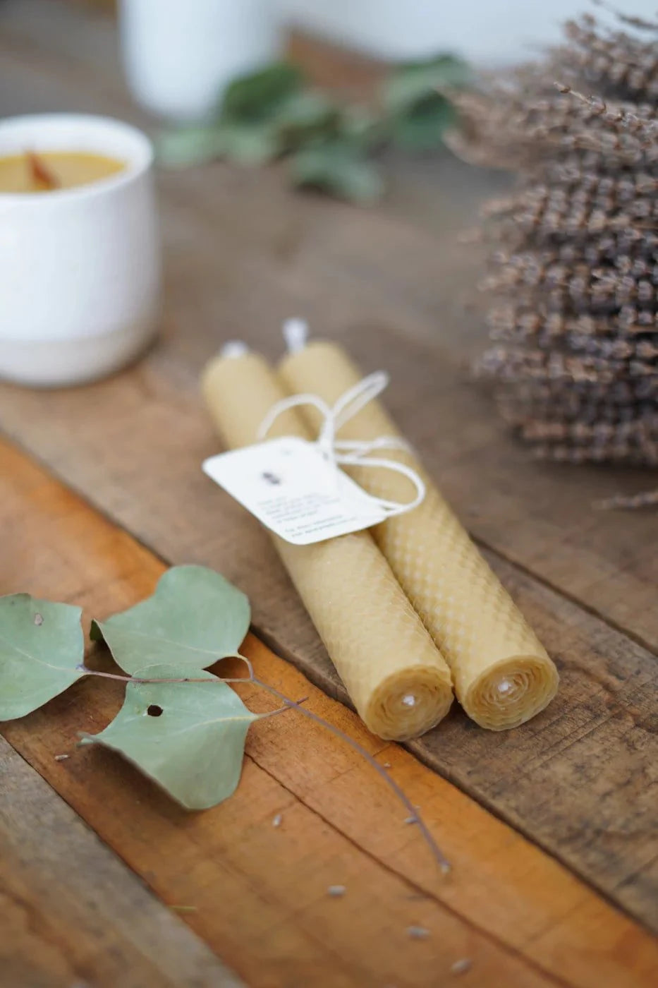 Apiary Made - Beeswax Pillar Candles: Two Pack