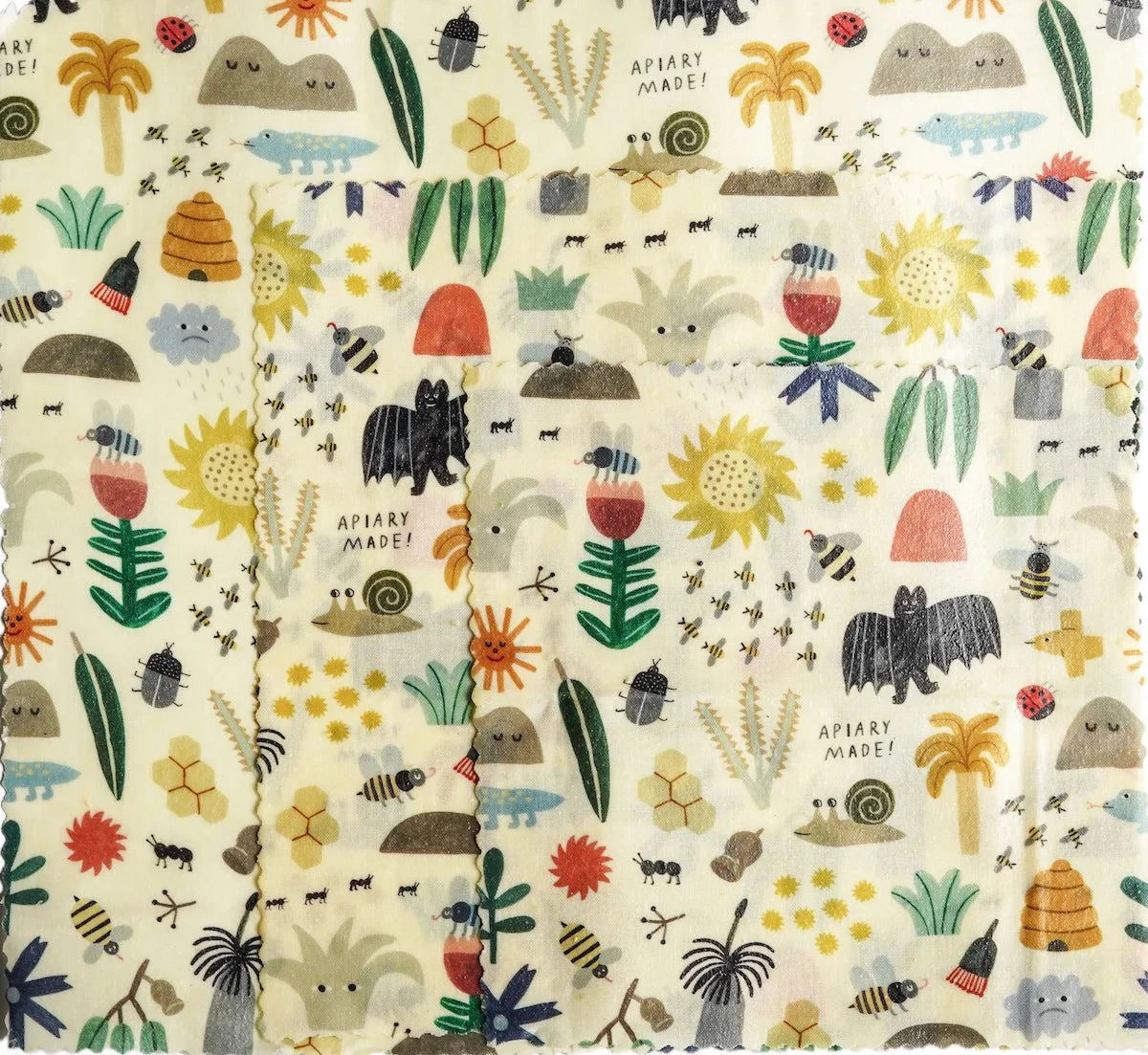 Apiary Made - Pollinator's Garden Beeswax Wraps: Assorted Three Pack