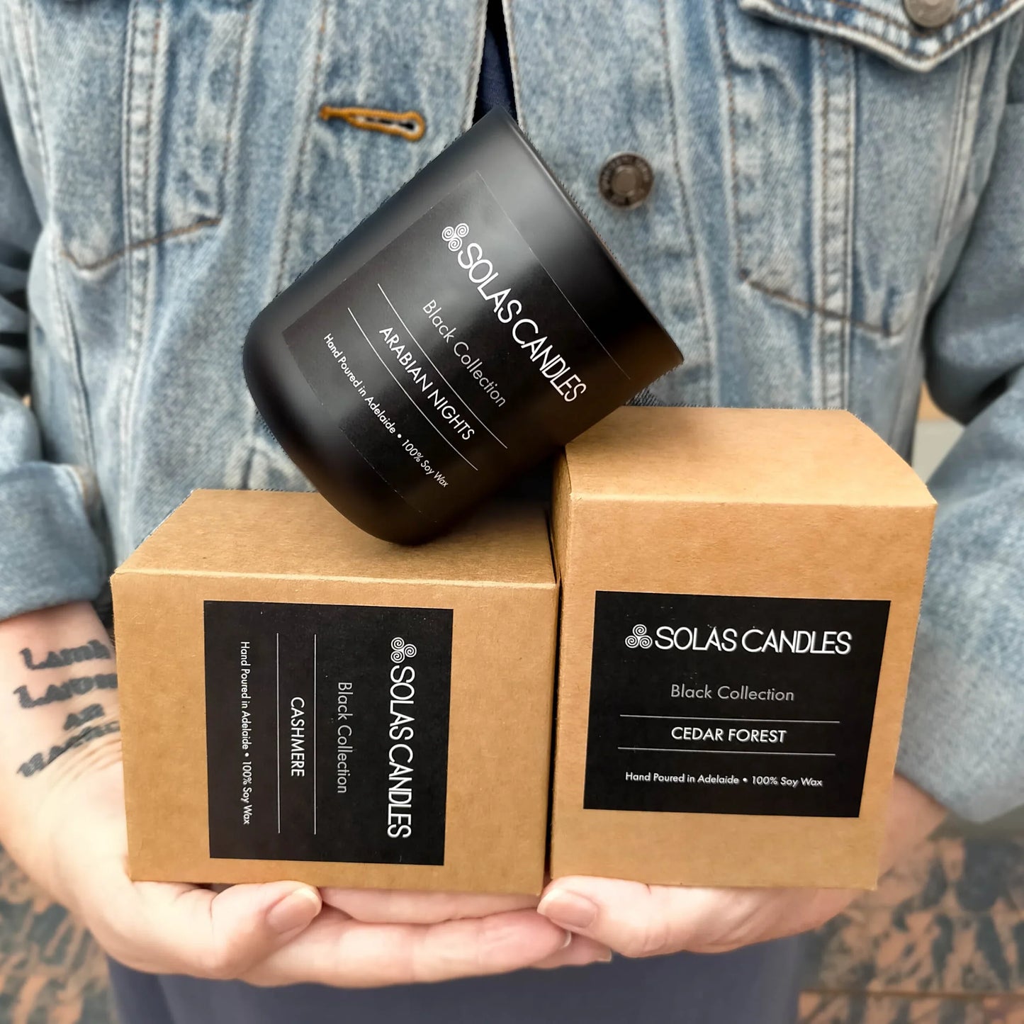 Solas Candles - Black Label Collection, Arabian Nights candle with boxes