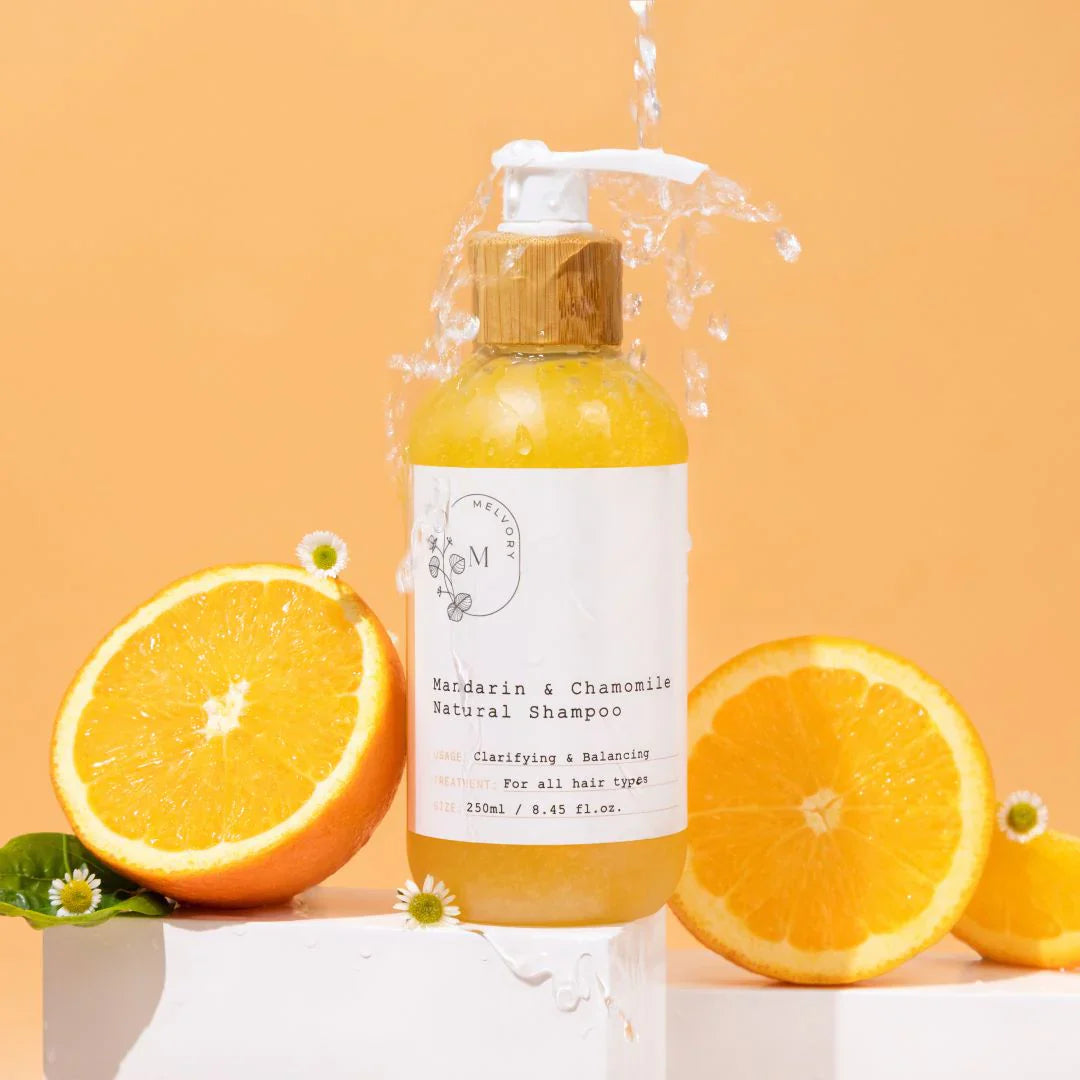 Chamomile Natural Shampoo with Mandarin, Frizz Control, Organic Formula, 250ml Bottle
