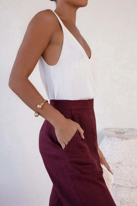 W.two - The Salento Knitted Blouse, ivory, sleeveless, 100% ribbed cotton.