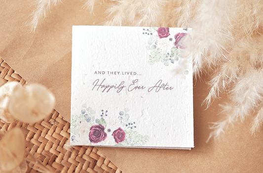 Eco-friendly Nurturing Nature Cards - Happily Ever After, plantable with swan river daisies, featuring recycled materials.