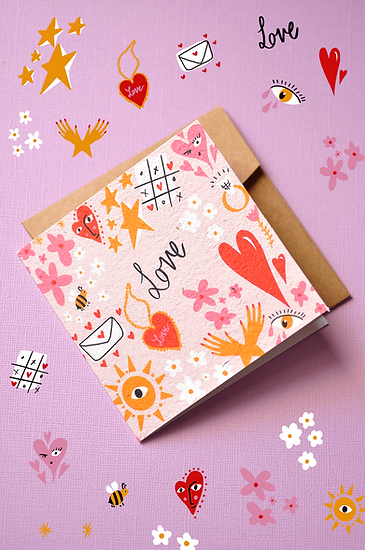 Nurturing Nature Cards - Lost in Love plantable card with vibrant artwork and recycled envelope.
