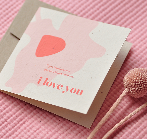 Nurturing Nature Cards - Eco-friendly Plantable 'I Love You' Card with Recycled Envelope.