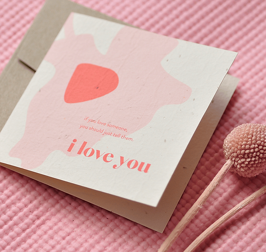 Nurturing Nature Cards - Eco-friendly Plantable 'I Love You' Card with Recycled Envelope.