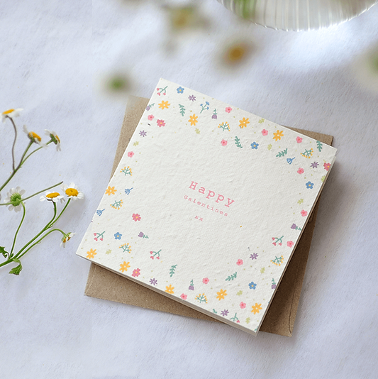 Nurturing Nature Cards - Galentine, plantable eco-friendly card with floral design.