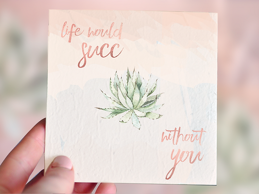 Nurturing Nature Cards, plantable card with succulent design and eco-friendly message.