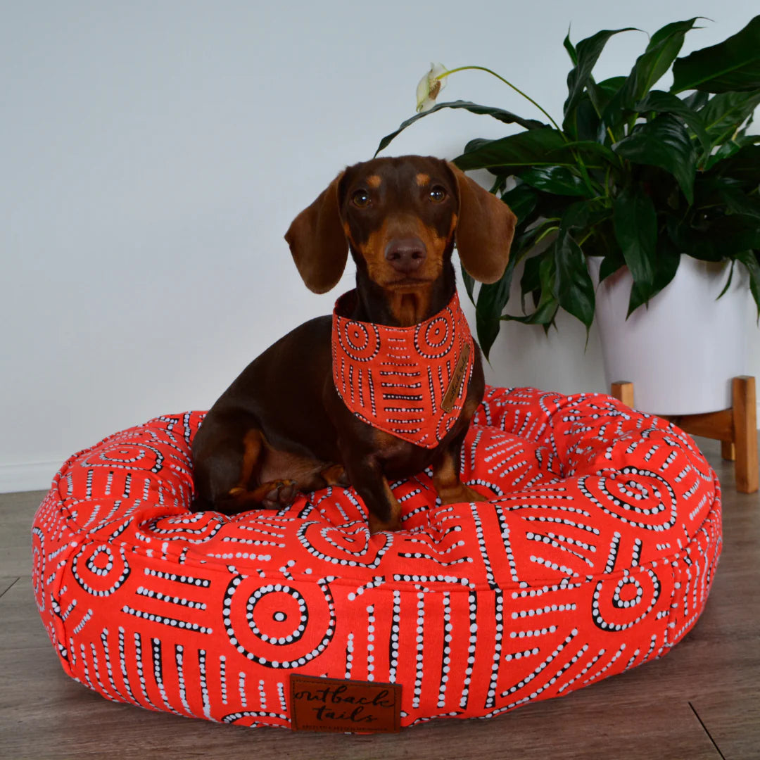 Outback Tails - Round Therapeutic Dog Bed - Water Dreaming