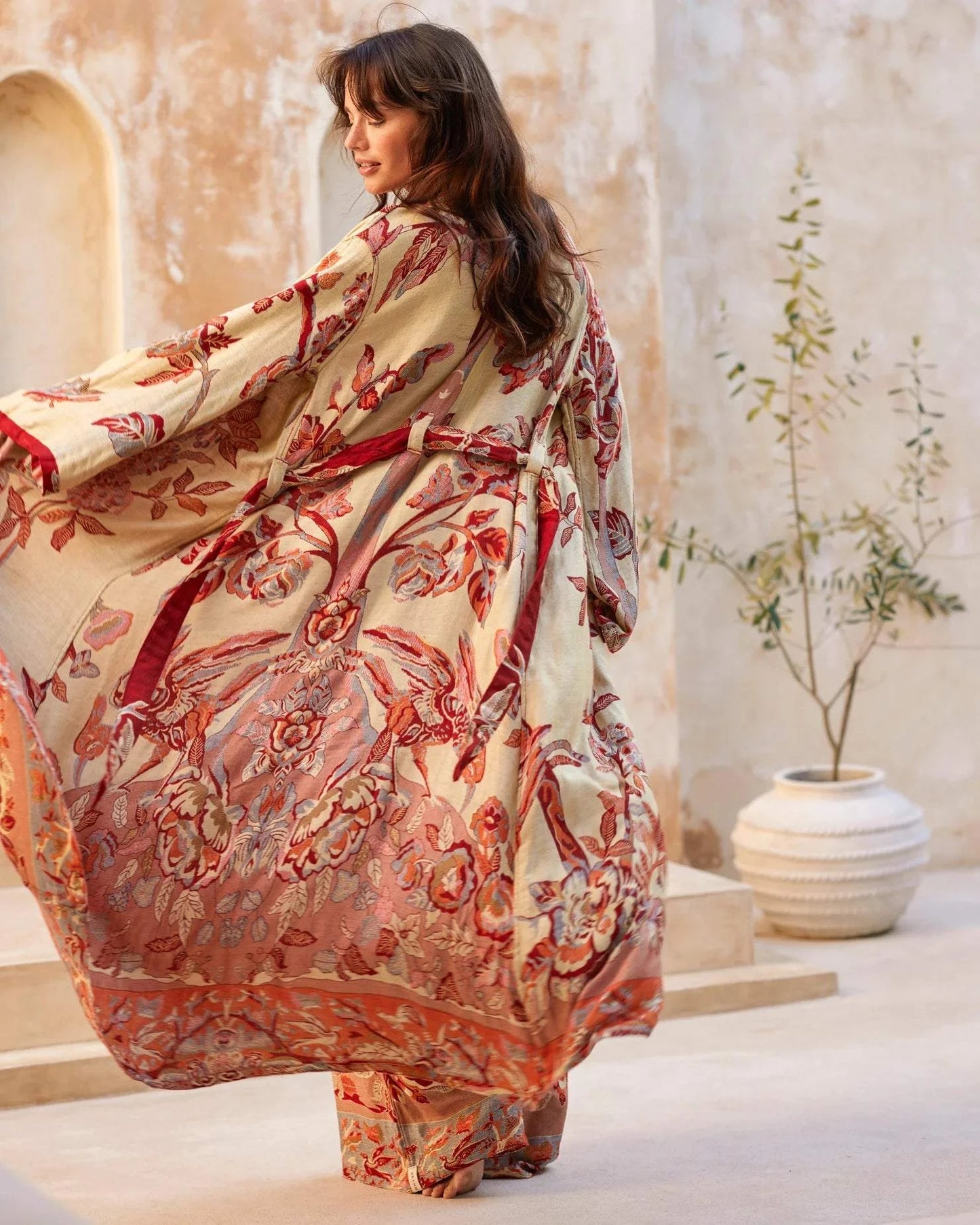 Brahmaki - Eco-Friendly Maxi Kaftan, River of Roses