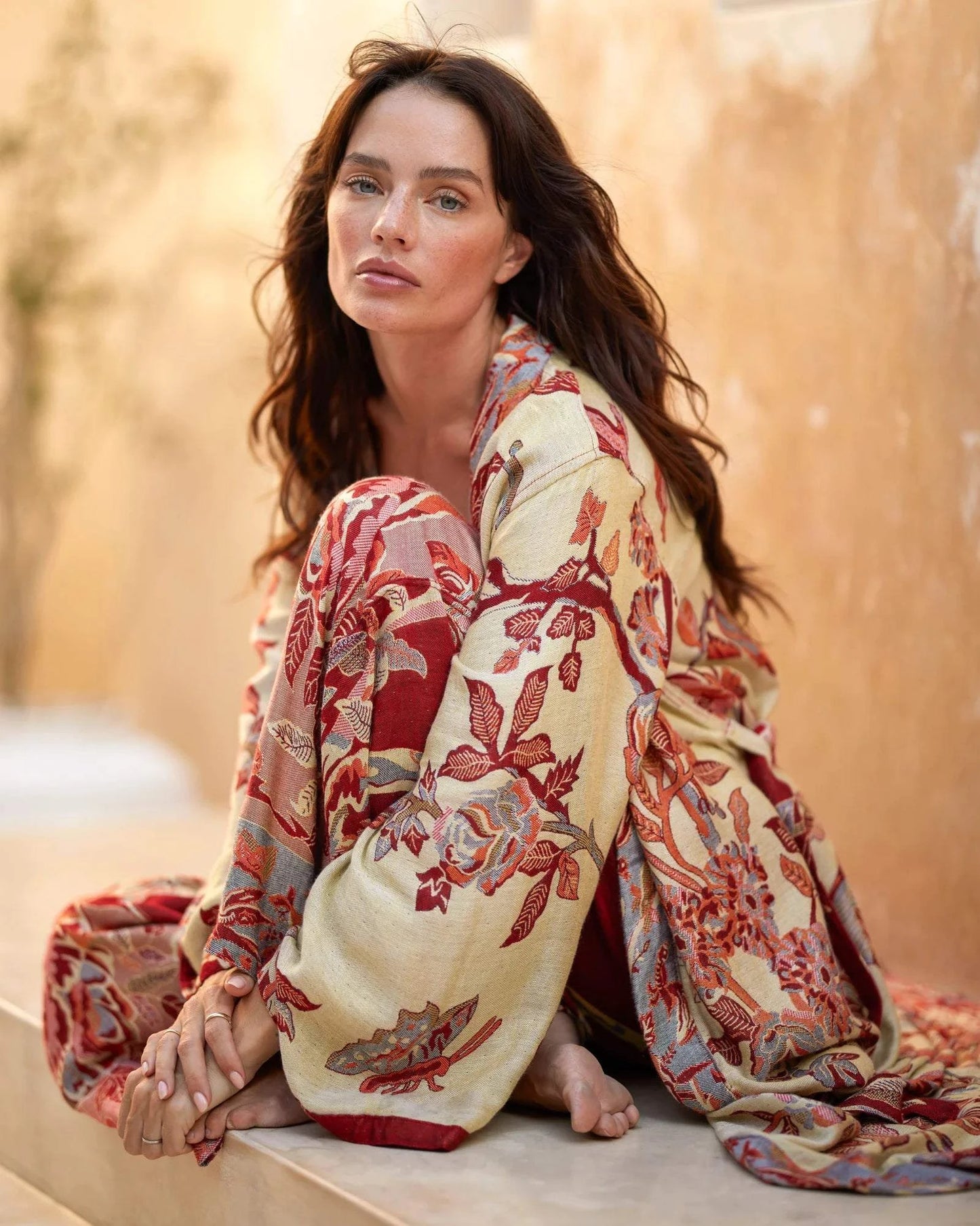 Brahmaki - Eco-Friendly Maxi Kaftan, River of Roses